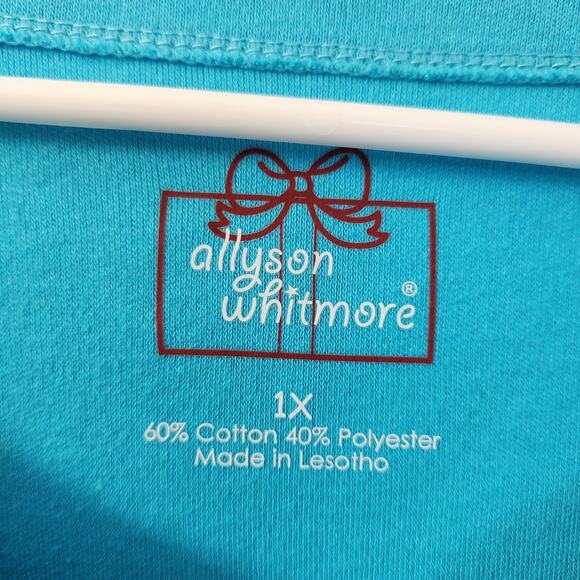 Allyson Whitmore Christmas Embroidered Long Sleeve Tee 1X Holiday Festive - Picture 3 of 5